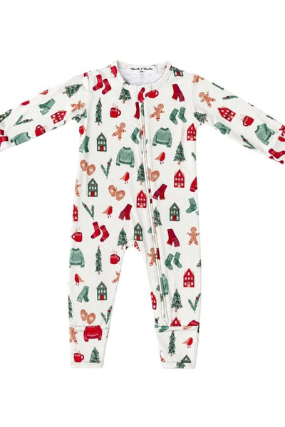 Bambi & Birdie Bamboo Zipper Sleeper - Cozy Christmas