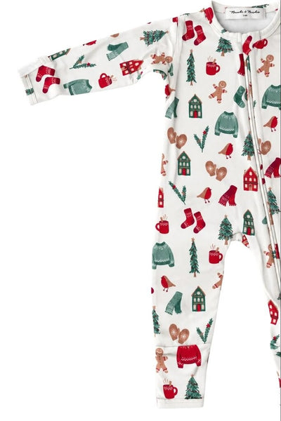 Bambi & Birdie Bamboo Zipper Sleeper - Cozy Christmas