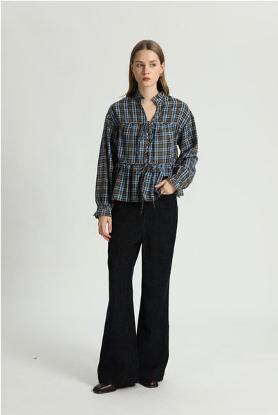 The Korner 'Camile' Gingham Tie-Front Blouse