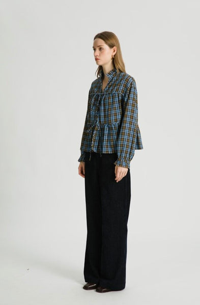 The Korner 'Camile' Gingham Tie-Front Blouse