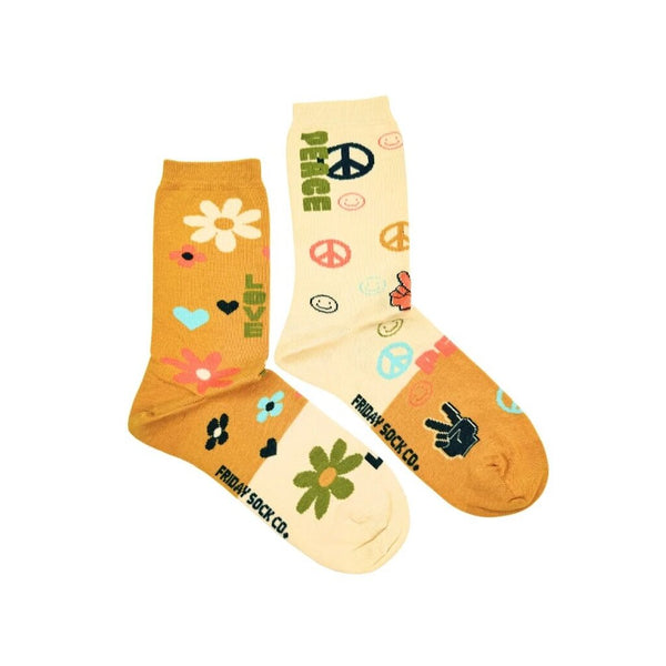 Friday Sock Co. Women's Peace, Love & Flowers Socks
