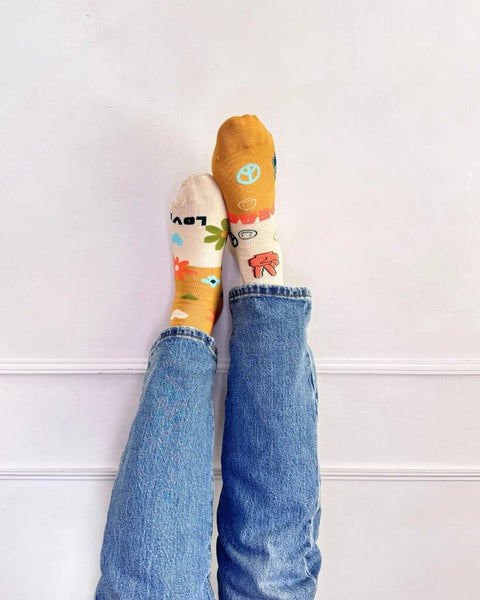 Friday Sock Co. Women's Peace, Love & Flowers Socks