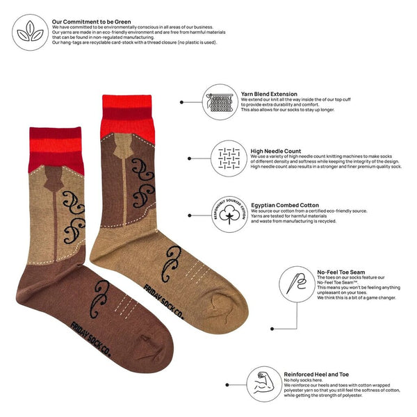 Friday Sock Co. Men's Cowboy Boot Socks