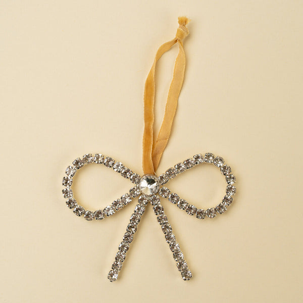 Silver Crystal Bow Ornament