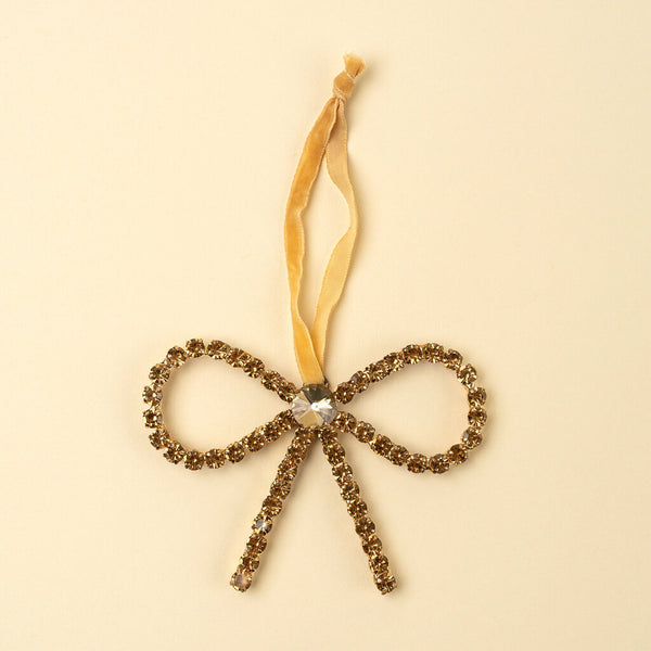 Bronze Crystal Bow Ornament