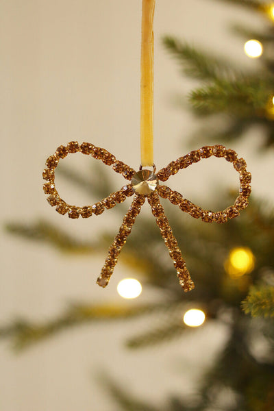 Bronze Crystal Bow Ornament