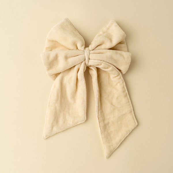 Ivory Velvet Bow Clip