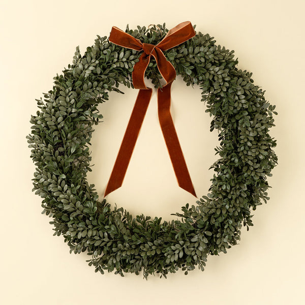 Boxwood Artificial Wreath with Bow