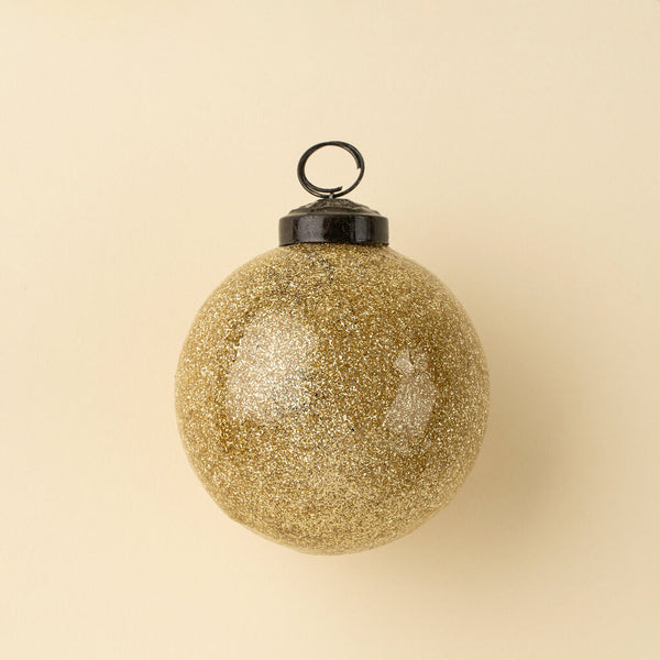 Gold Glitter Ball Ornament - Small