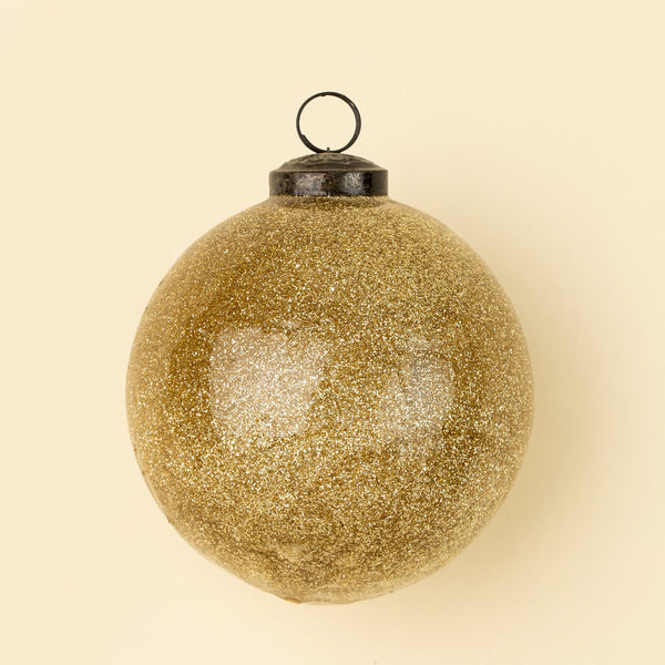 Gold Glitter Ball Ornament - Large