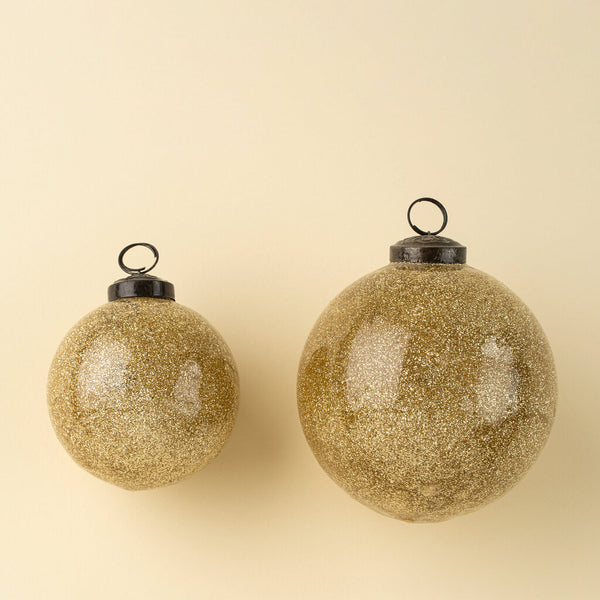 Gold Glitter Ball Ornament - Large