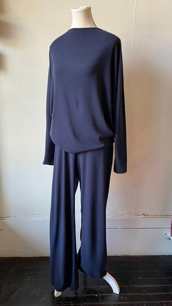 Hello Nite 'James' Double Fleece Dolman Long Sleeve Top - Navy