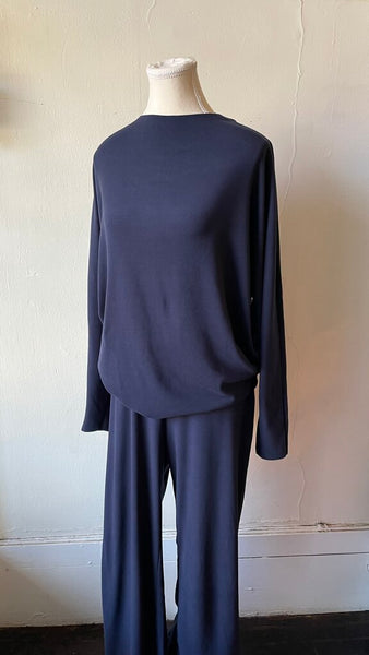 Hello Nite 'James' Double Fleece Dolman Long Sleeve Top - Navy