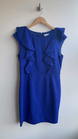 Calvin Klein Royal Blue Cap Sleeve Ruffle Detail Dress - Size 12