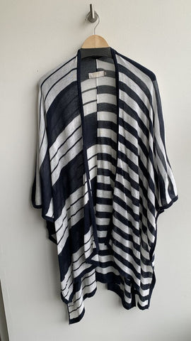 Cream Navy/White Stripe Knit Coverup - One Size