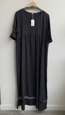 Made with Love Black Mesh Detail Sleeve Maxi Dress - Size X-Large (NWT)