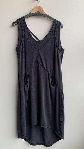 Indygena Charcoal Double Layer Front Pocket Racerback Dress - Size X-Large