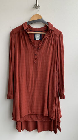Maeve Rust Asymmetrical Hem Long Sleeve Tunic Dress - Size 6