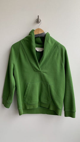 J. Crew Green V-Neck Collared Kangaroo Pocket Sweatshirt - Size Large