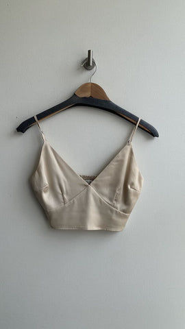Abercrombie & Fitch Champagne Cropped Thin Strap Tank - Size Small