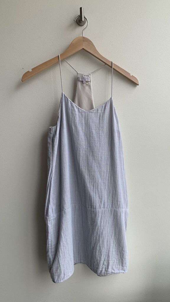 1. State Baby Blue Lightly Striped Thin Strap Halter Mini Dress - Size XS