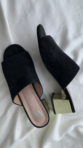 Vanessa Wu Black Slides w/ Gold Heel - Size 38
