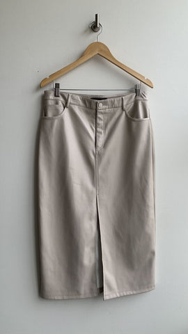 Dynamite Sand Faux Leather Front Slit Midi Skirt - Size Large