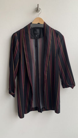 Dynamite Black/Burgundy Striped Open Front Blazer - Size Medium