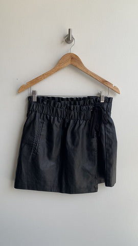 Jolt Black Faux Leather Faux Wrap Mini Skirt - Size Medium