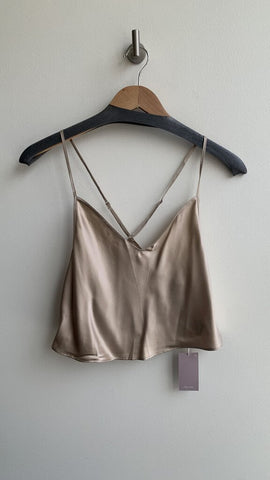 nap Taupe Silk Thin Strap Crop Top - Size Small