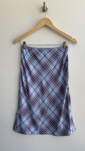 Forever 21 Blue/Pink Diagonal Plaid Print Skirt - Size X-Small