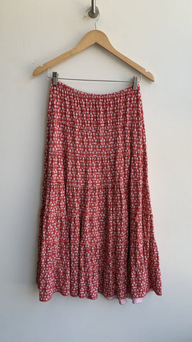 Max Studio Red Tiered Tulip Print Midi Skirt - Size X-Small