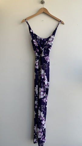 Angel Biba Purple Floral Thin Strap Jumpsuit - Size 8