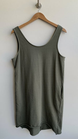Jackson Rowe Olive Green Round Neck Sleeveless Cotton Dress - Size Medium