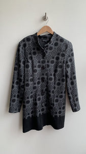 Laura Petites Grey/Black Circle Print Button Front Jacket - Size 10