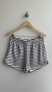 H&M White/Black Stripe Sweat Shorts - Size Medium