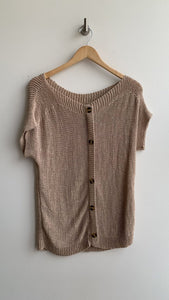 Cable & Gauge Dusty Pink Back Button Short Sleeve Knit Top -Size Medium