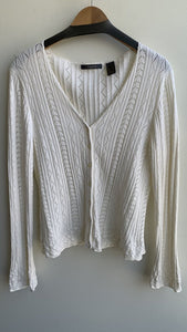 Liz Claiborne Cream Eyelet Knit Button Front Cardigan - Size X-Large