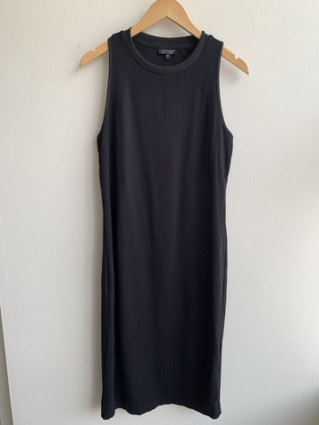 Top Shop Black Ribbed Neckline Sleeveless Open Back Fitted Dress - Size 12