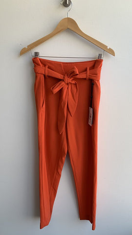 DKNY Orange 'Tropical Rain' Belted Straight Leg Crop Pant - Size 6 (NWT)