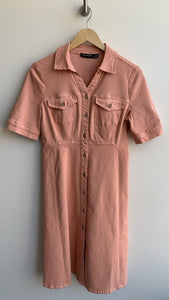 Nina Leonard Peach Button Front Denim Short Sleeve Dress - Size Small