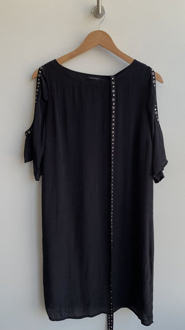 IKKS Black Grommet/Studded Cold Shoulder Sleeve Dress - Size 38 (NWT)