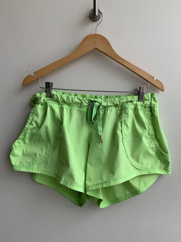 Lululemon Neon Green Baggy Athletic Shorts with Drawstring Waist - Size 12