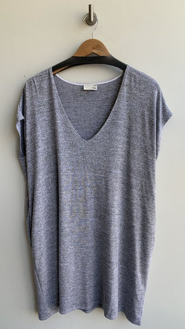 Wilfred Free Heathered Grey V-Neck Cap Sleeve Dress - Size Small
