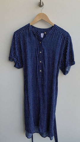 Gap Blue Dot Print Tie-Waist Short Sleeve Dress - Size Small