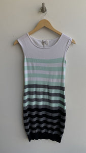 Milly of New York Teal/White/Grey Stripe Knit Sleeveless Dress - Size Small