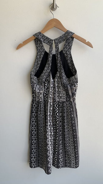 American Eagle Black/White Printed High Neck Sleeveless Dress - Size 0