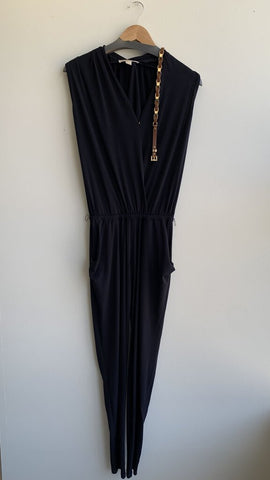 Michael Kors Navy Belted Sleeveless Jumpsuit - Size X-Small