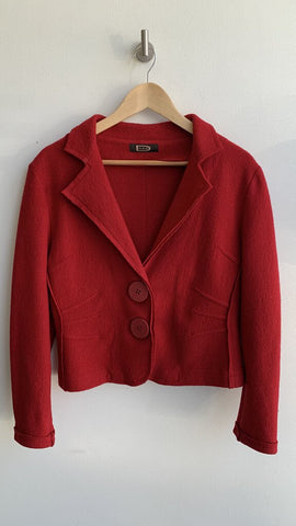 Done Red Felt Button Front Jacket - Size Large (Estimated)
