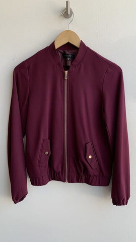 Dynamite Maroon Gold Zip Bomber Style Jacket - Size X-Small